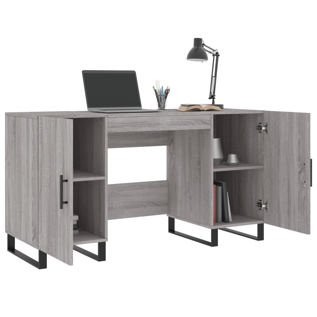 Desk, gray oak, 140x50x75cm, engineered wood