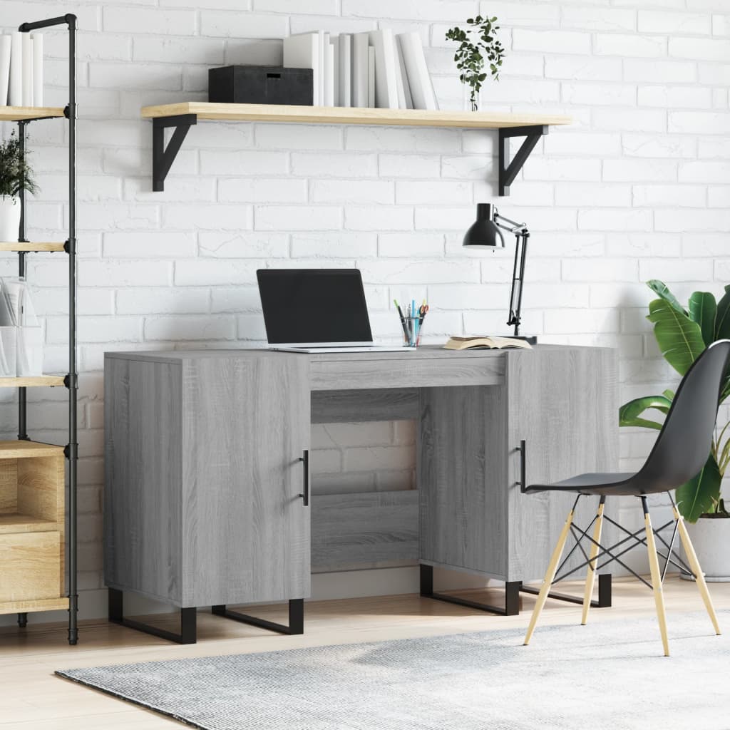 Desk, gray oak, 140x50x75cm, engineered wood