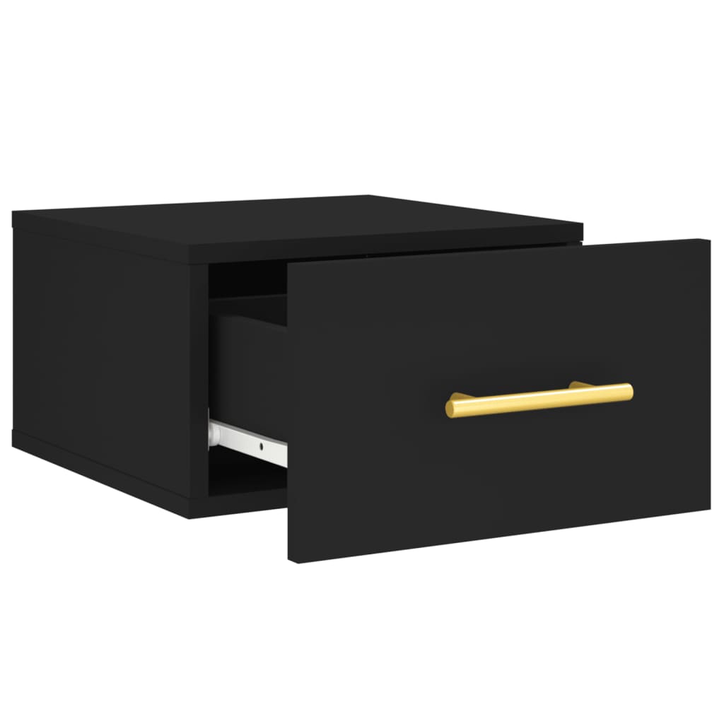 Wall-mounted nightstand, black, 35x35x20cm