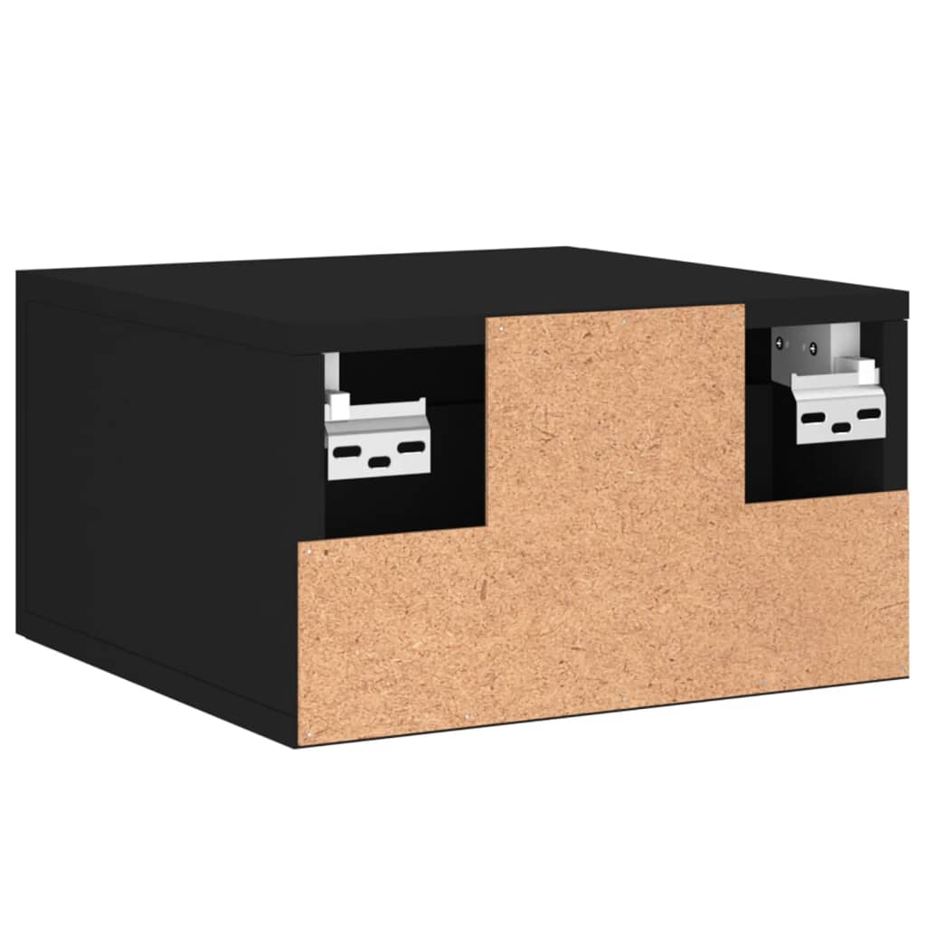 Wall-mounted nightstand, black, 35x35x20cm
