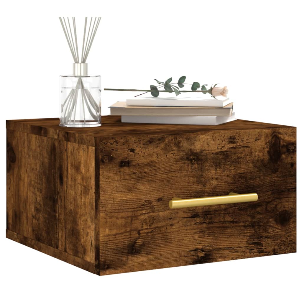Wall-mounted bedside table, smoked, 35x35x20cm