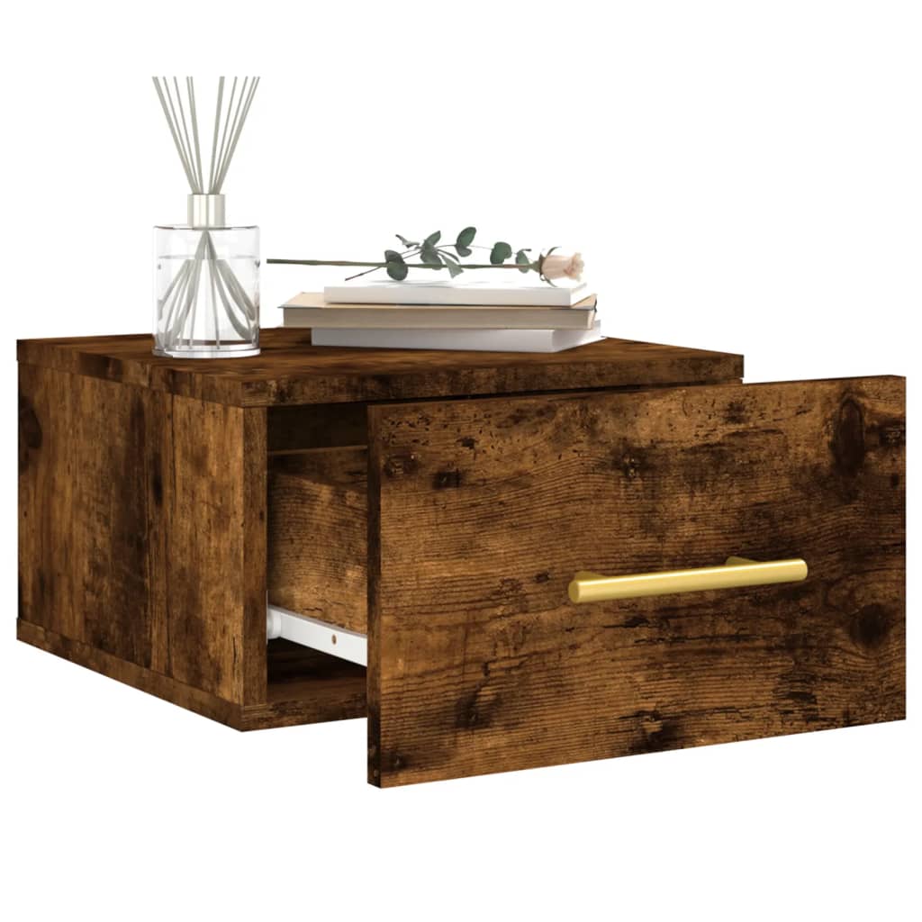 Wall-mounted bedside table, smoked, 35x35x20cm