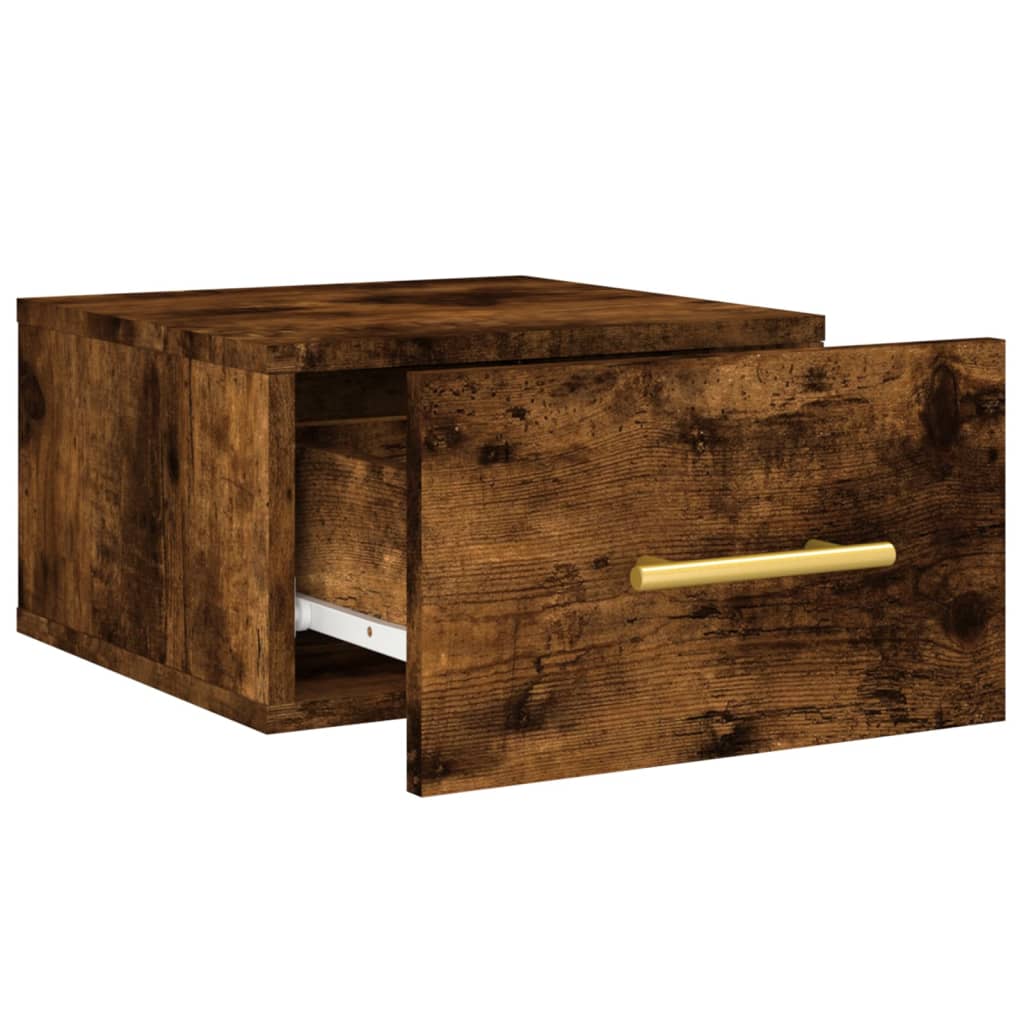 Wall-mounted bedside table, smoked, 35x35x20cm