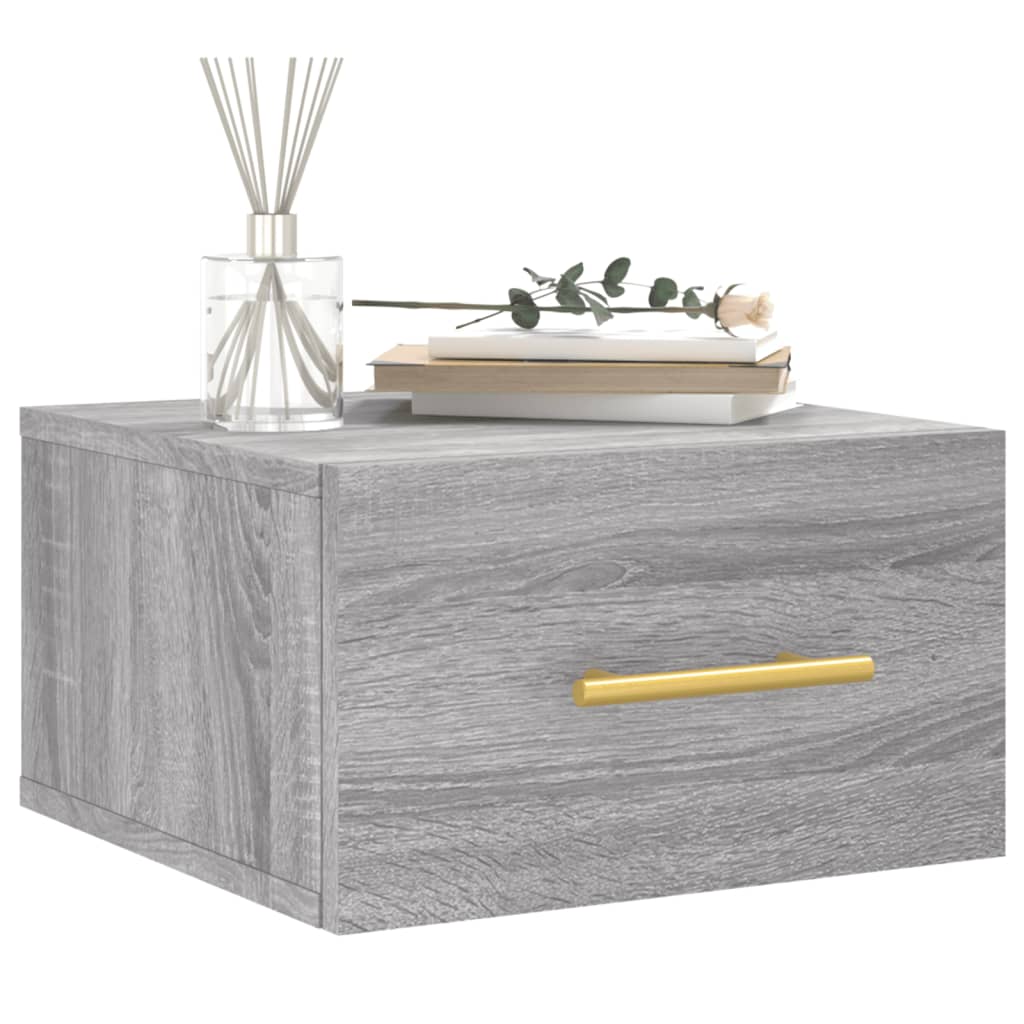 Wall-mounted bedside table, grey, 35x35x20cm