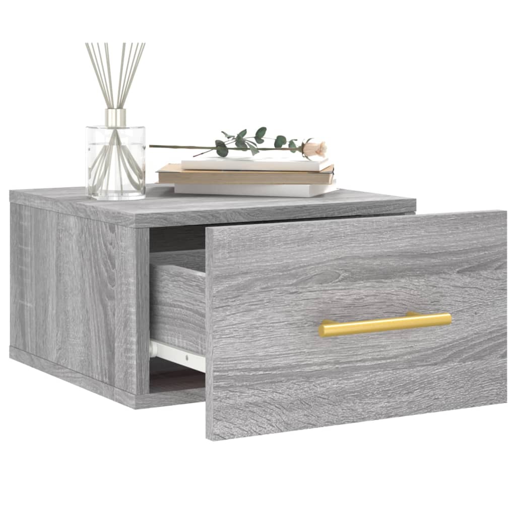 Wall-mounted bedside table, grey, 35x35x20cm
