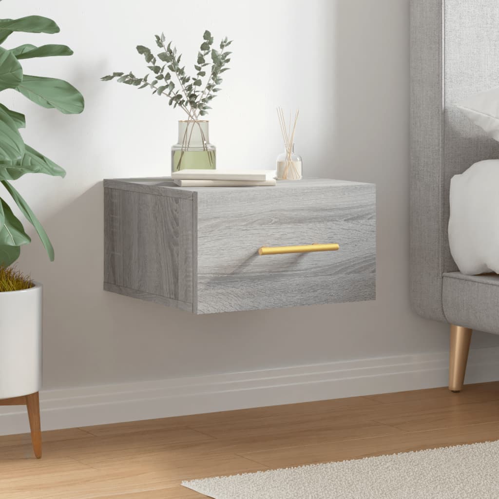 Wall-mounted bedside table, grey, 35x35x20cm