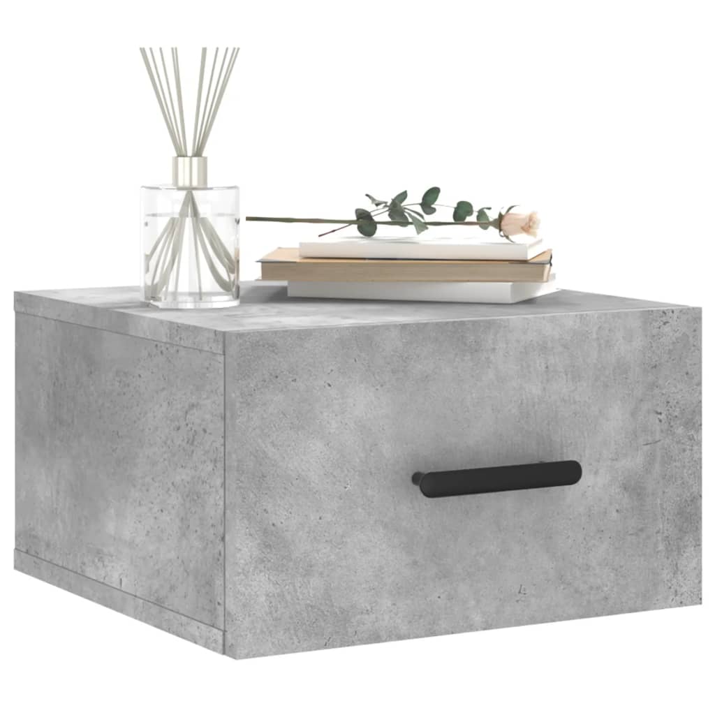 Wall-mounted nightstand, concrete, 35x35x20cm