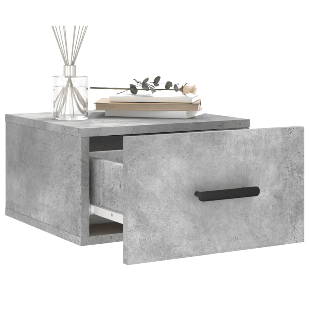 Wall-mounted nightstand, concrete, 35x35x20cm