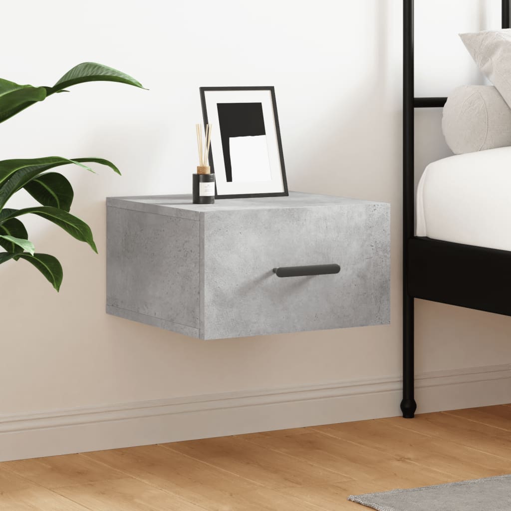 Wall-mounted nightstand, concrete, 35x35x20cm