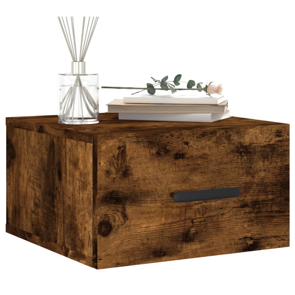 Wall-mounted bedside table, smoked, 35x35x20cm