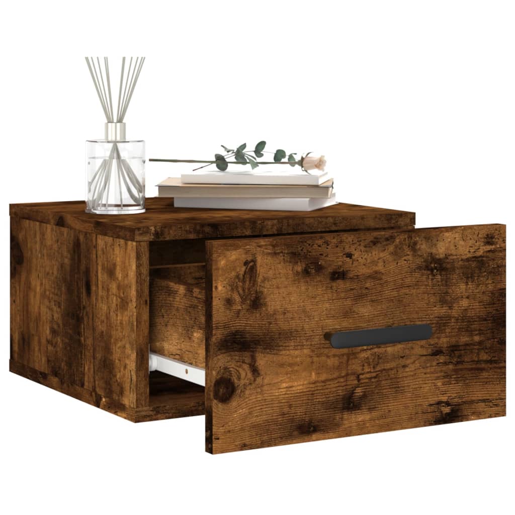 Wall-mounted bedside table, smoked, 35x35x20cm
