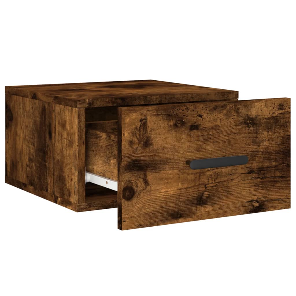 Wall-mounted bedside table, smoked, 35x35x20cm