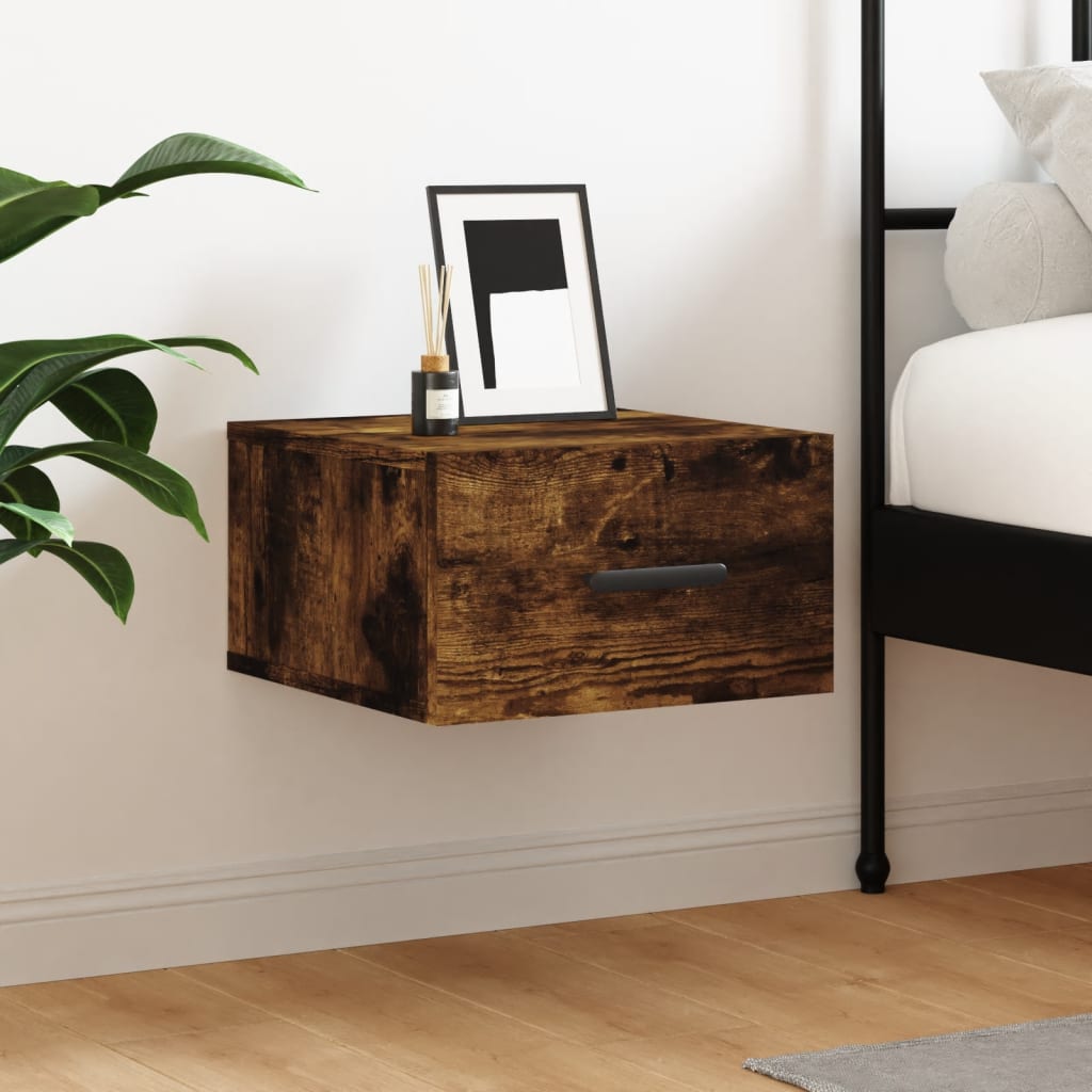 Wall-mounted bedside table, smoked, 35x35x20cm