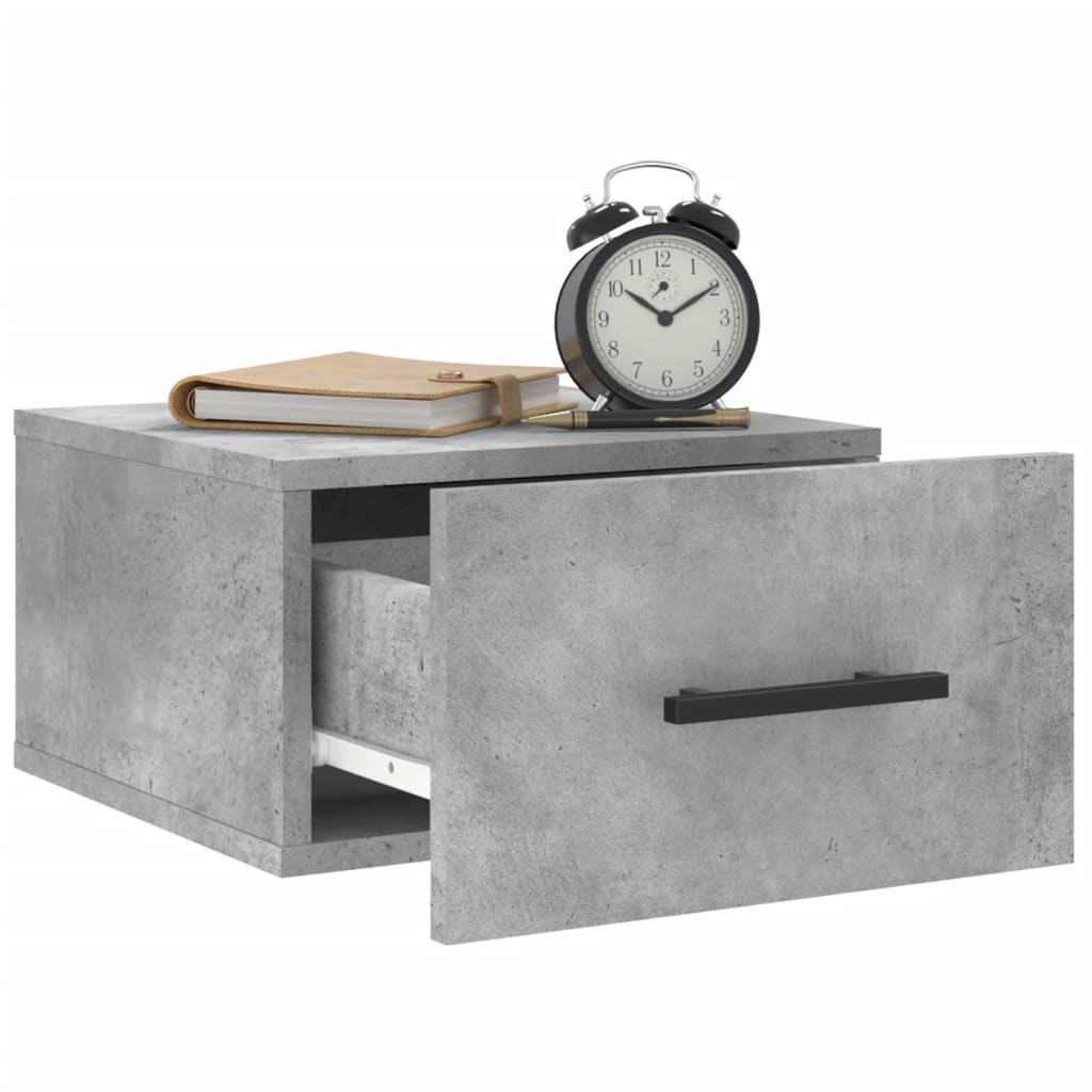 Wall-mounted nightstand, concrete, 35x35x20cm