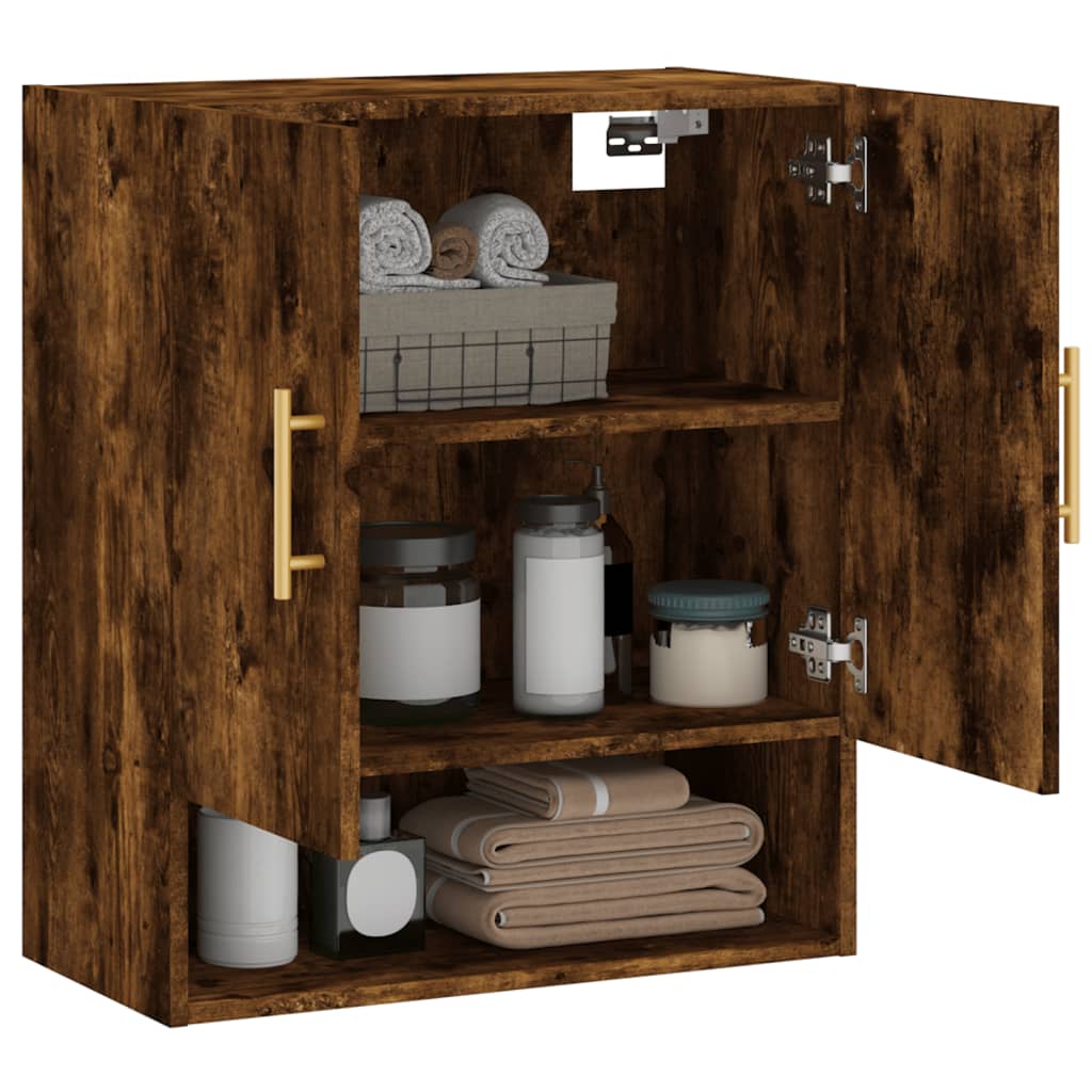 Wall cabinet, smoked oak, 60x31x70cm, engineered wood