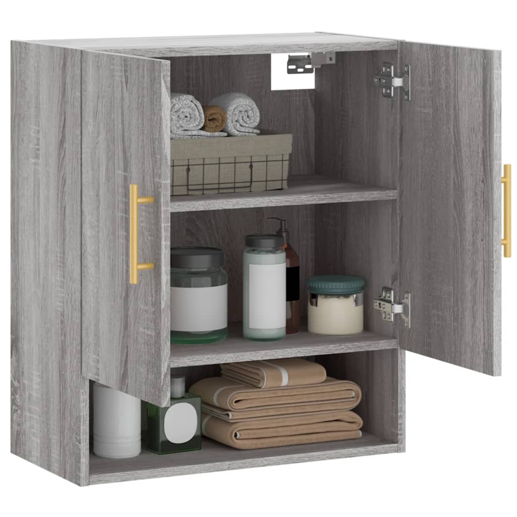 Wall cabinet, grey oak, 60x31x70cm, engineered wood