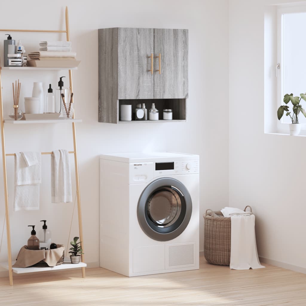 Wall cabinet, grey oak, 60x31x70cm, engineered wood