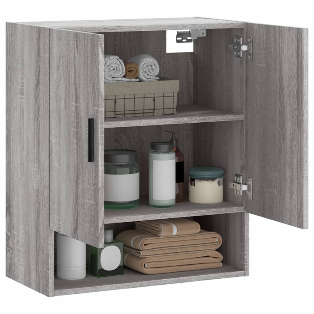 Wall cabinet, grey oak, 60x31x70cm, engineered wood