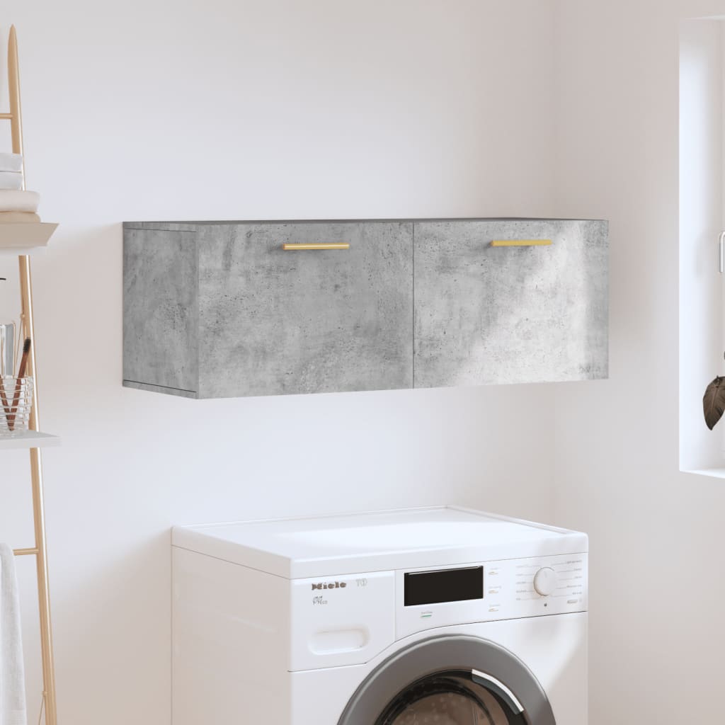 Sieninė spintelė, betono pilka, 100x36,5x35cm, apdirbta mediena