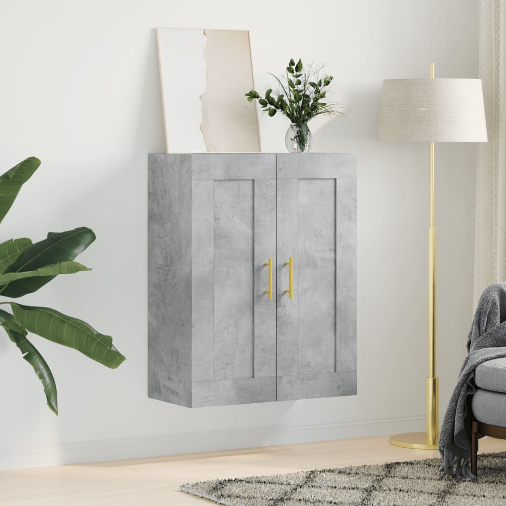 Prie sienos montuojama spintelė, betono, 69,5x34x90cm, mediena