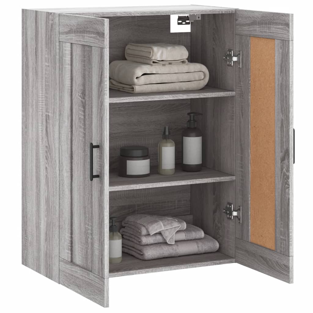 Wall-mounted cabinet, gray, 69.5x34x90cm, wood