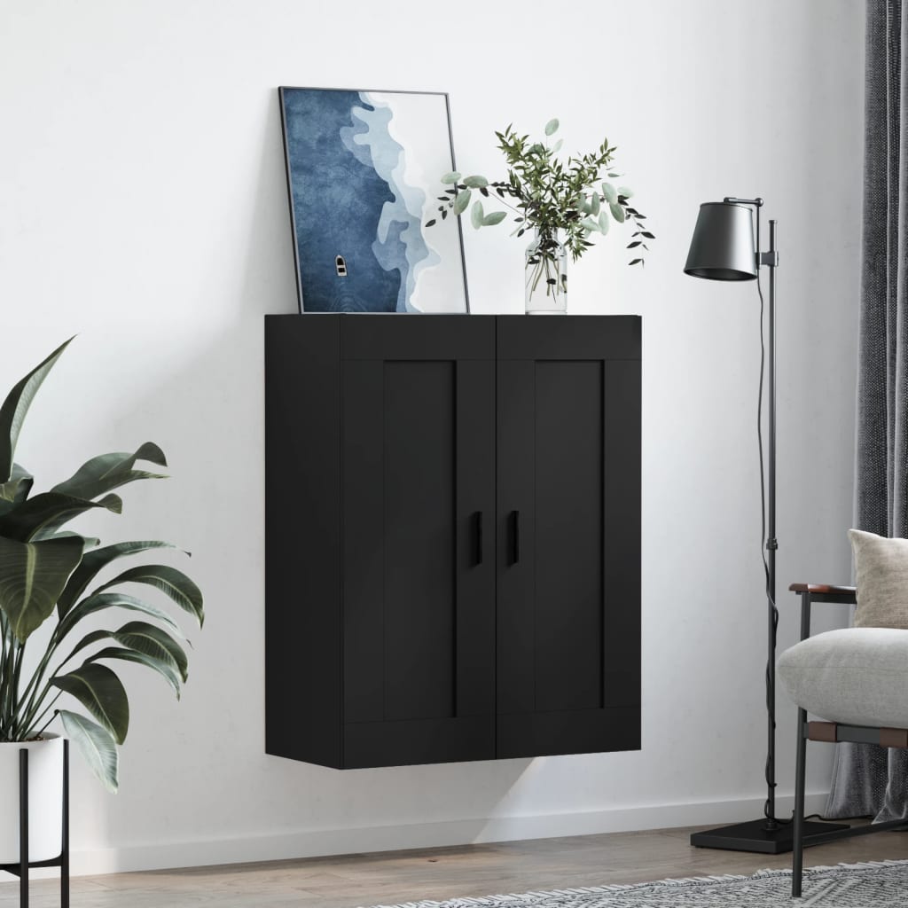 Wall-mounted cabinet, black, 69.5x34x90cm, wood