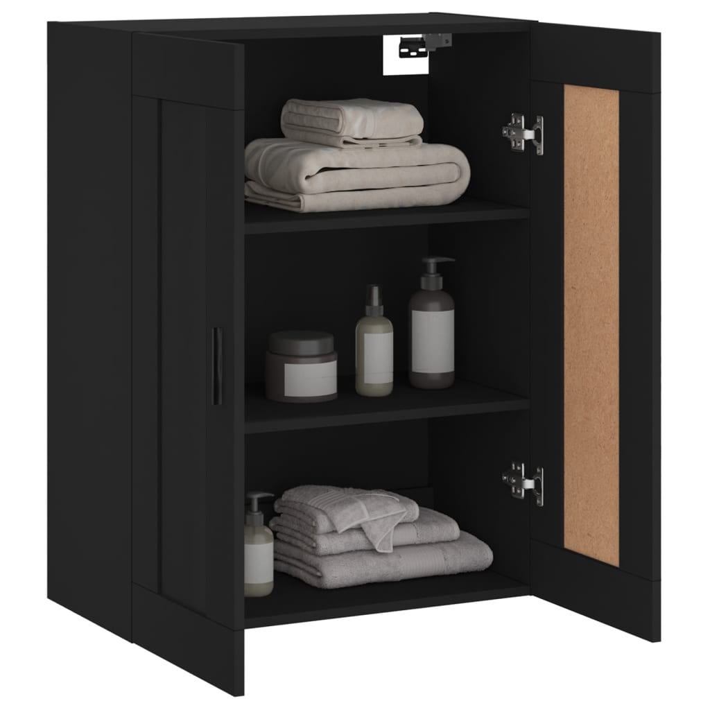 Wall-mounted cabinet, black, 69.5x34x90cm, wood