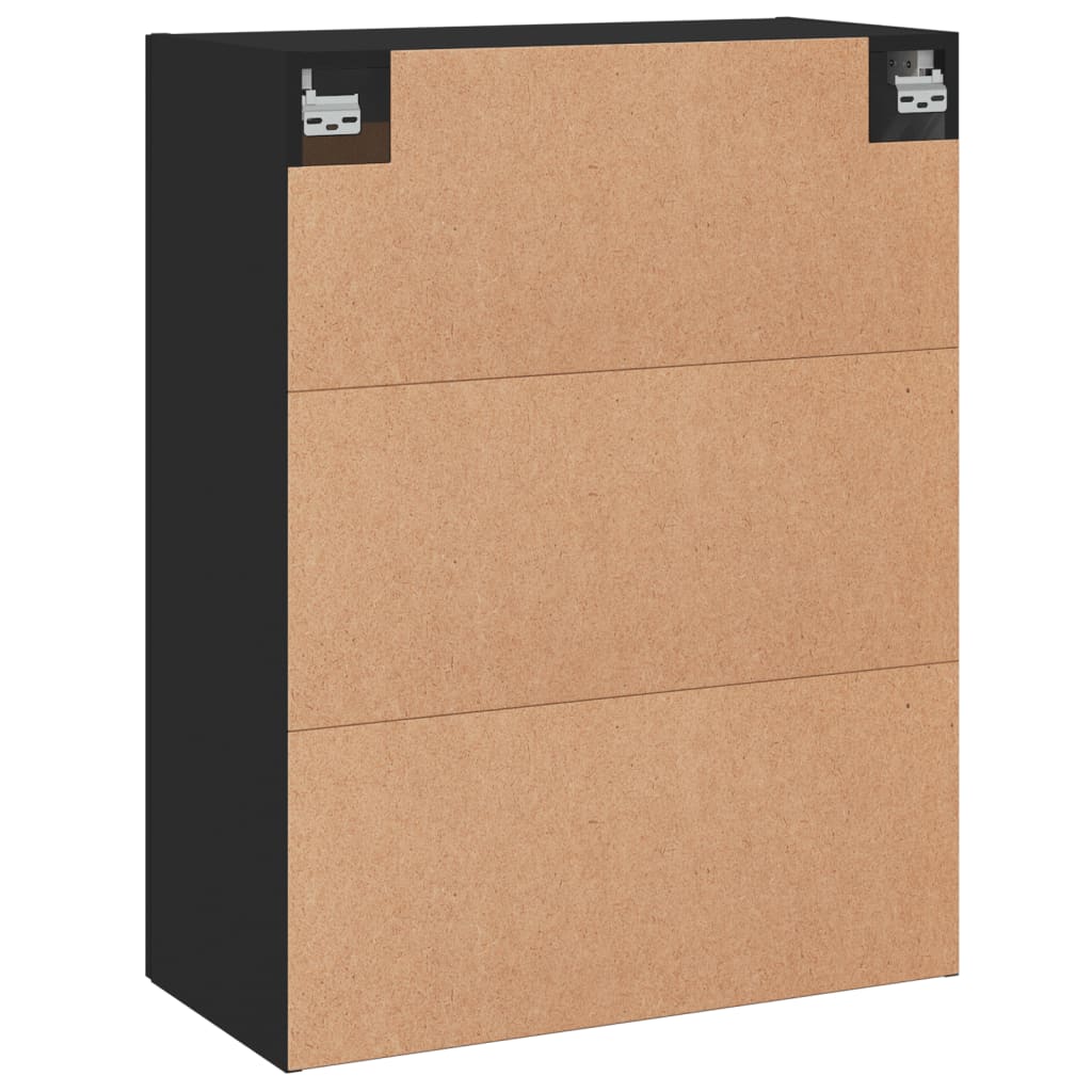 Wall-mounted cabinet, black, 69.5x34x90cm, wood
