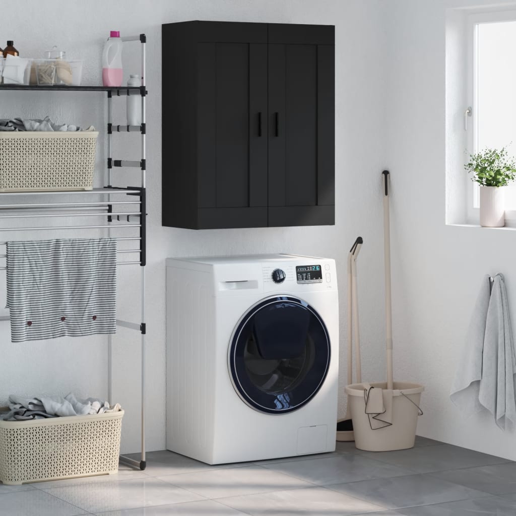 Wall-mounted cabinet, black, 69.5x34x90cm, wood