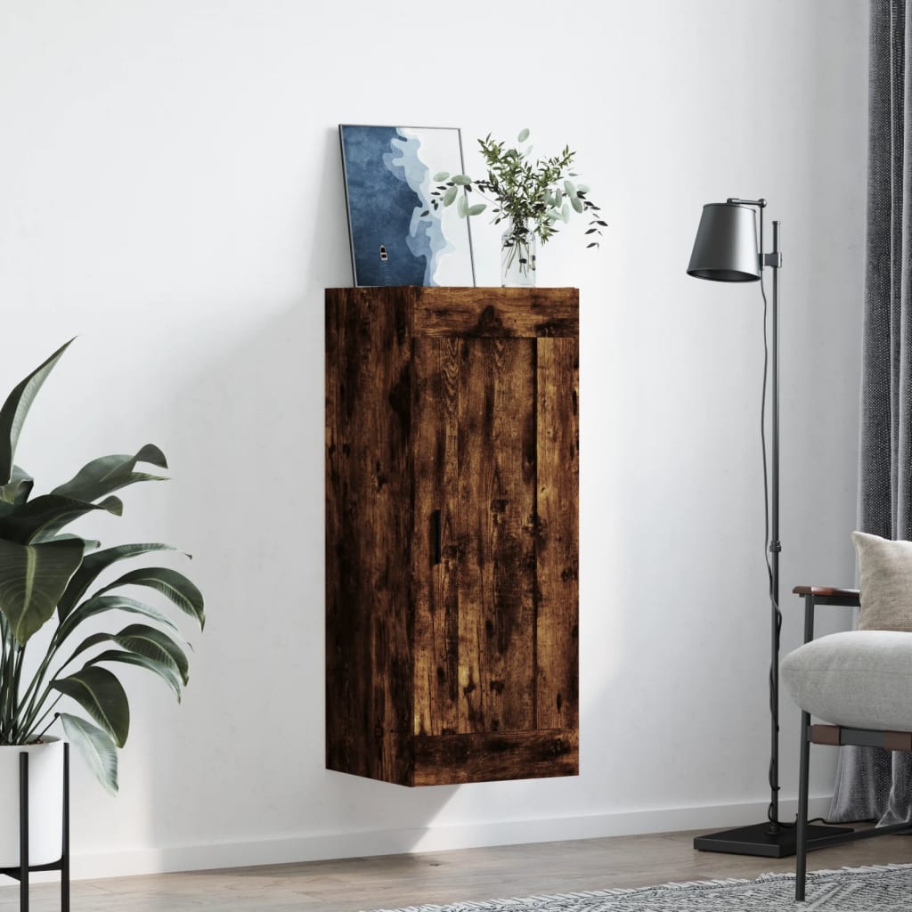 Wall cabinet, smoked oak, 34.5x34x90cm, wood