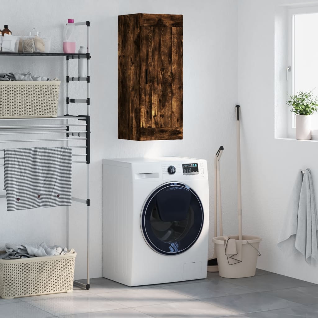 Wall cabinet, smoked oak, 34.5x34x90cm, wood