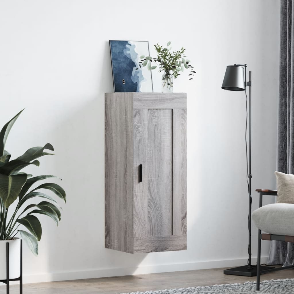 Wall cabinet, grey oak, 34.5x34x90cm, engineered wood