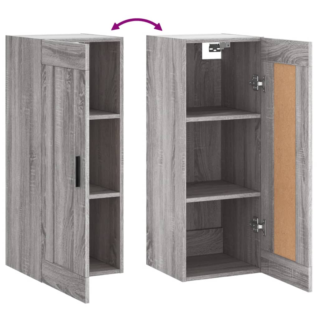 Wall cabinet, grey oak, 34.5x34x90cm, engineered wood