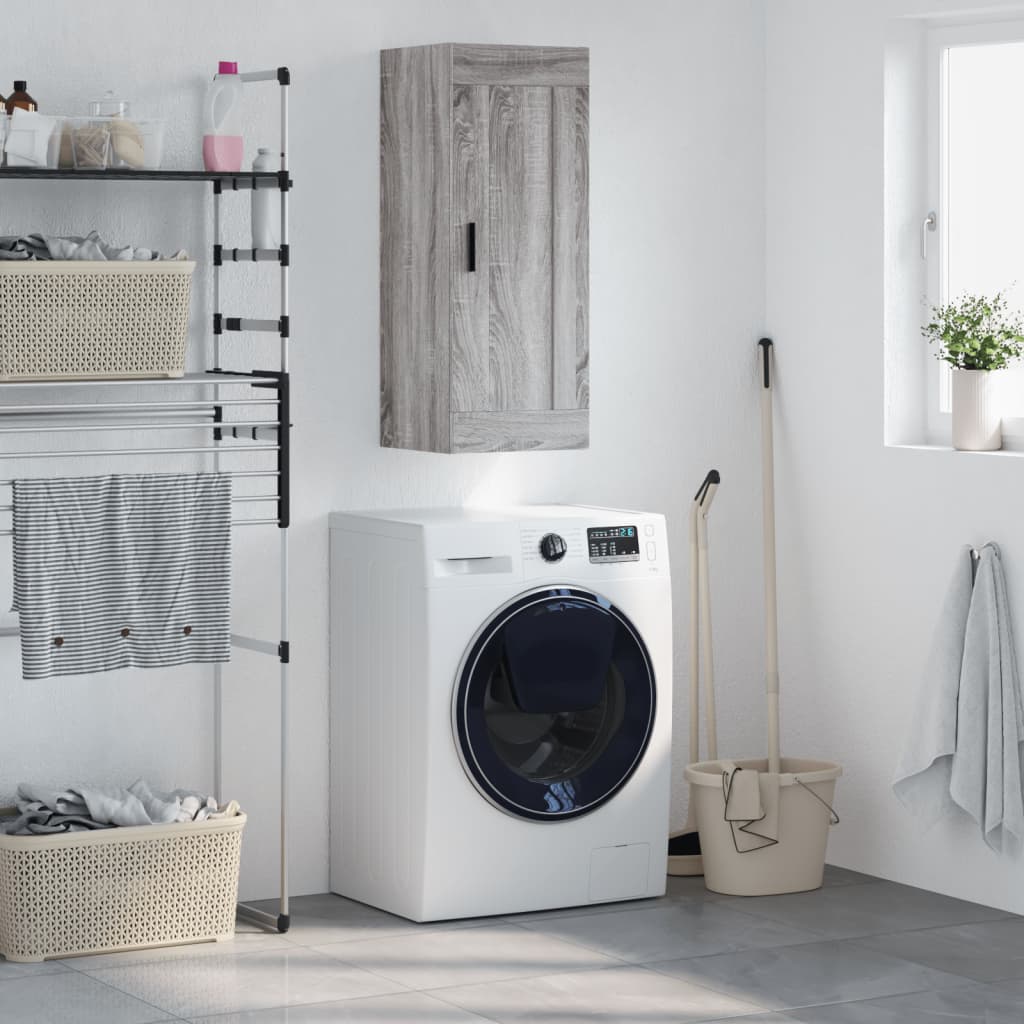 Wall cabinet, grey oak, 34.5x34x90cm, engineered wood