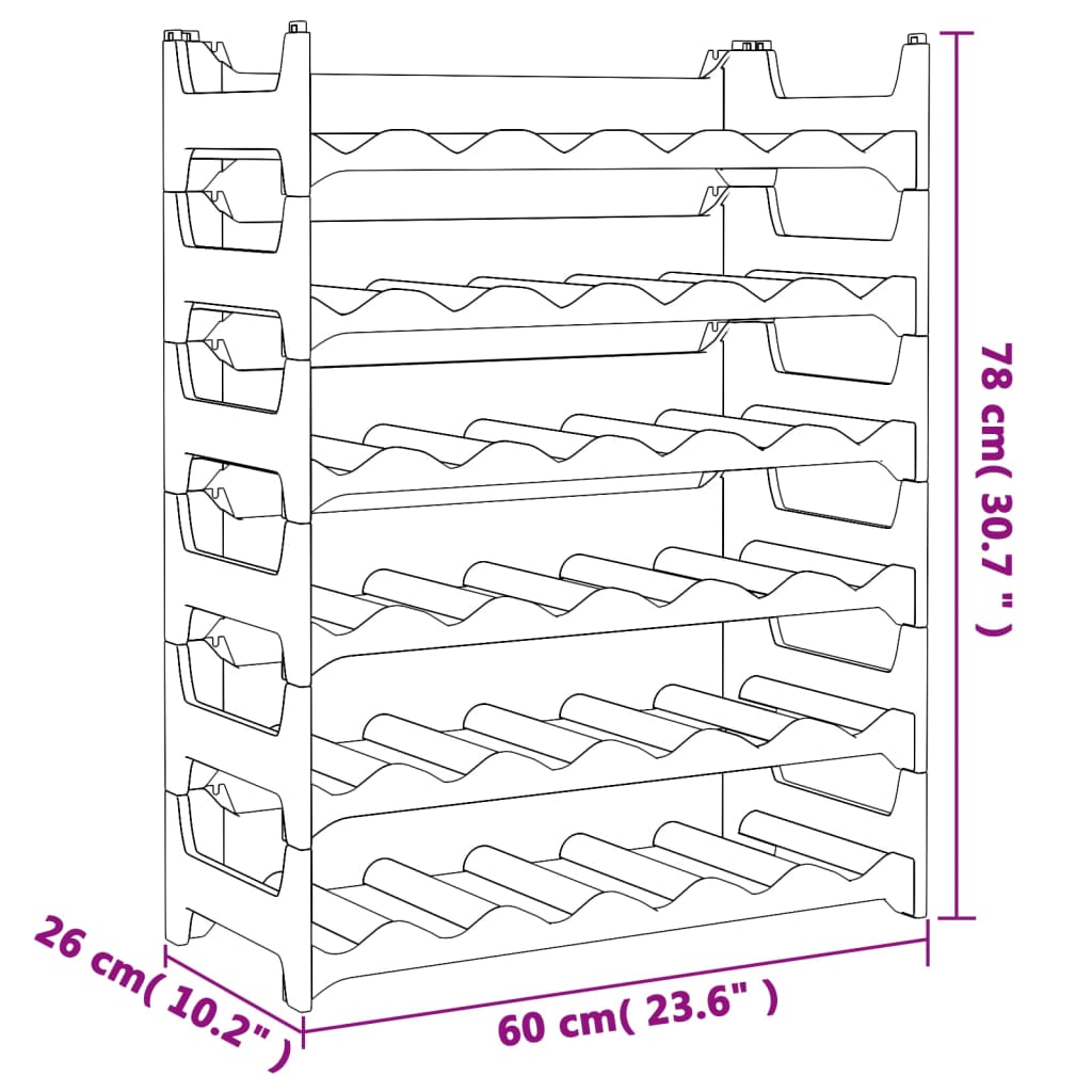 Wine rack for 36 bottles, PP, stackable