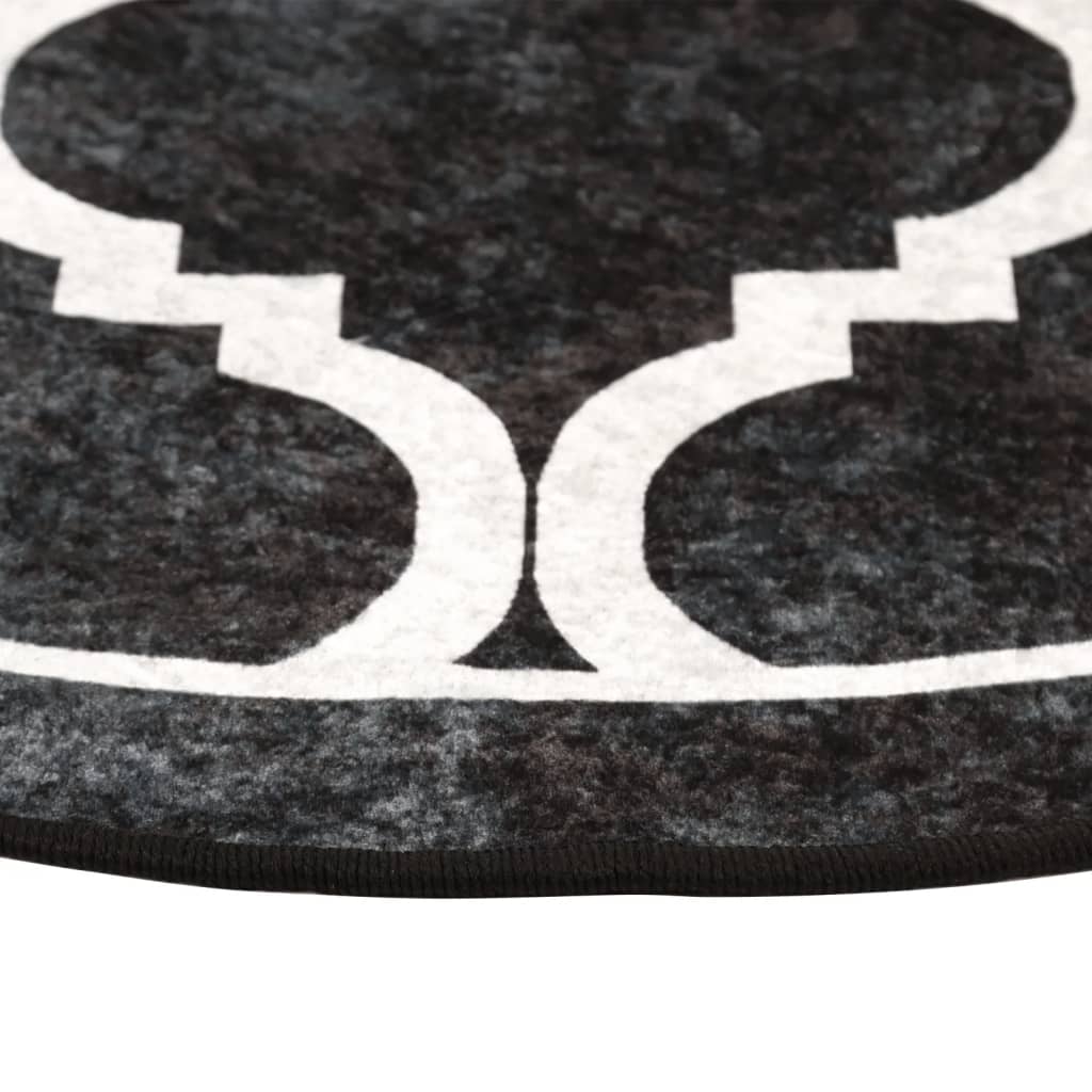 Rug, black and white, 120 cm, non-slip, washable
