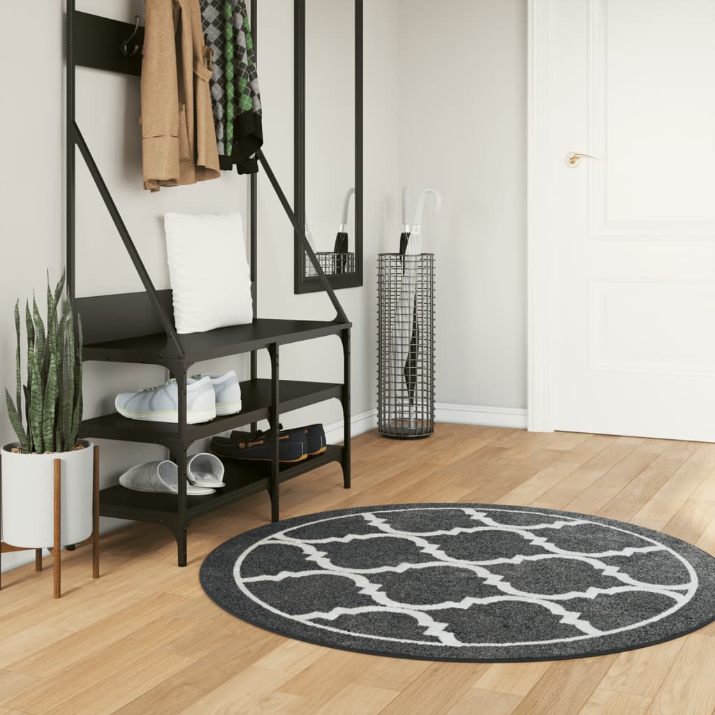 Rug, black and white, 120 cm, non-slip, washable