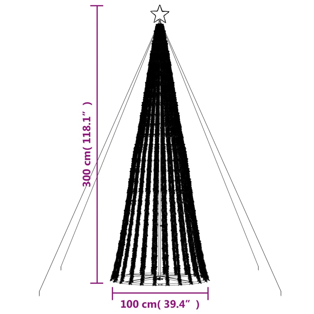 LED Kalėdų eglutė 688 LED Šaltai Balta 300 cm