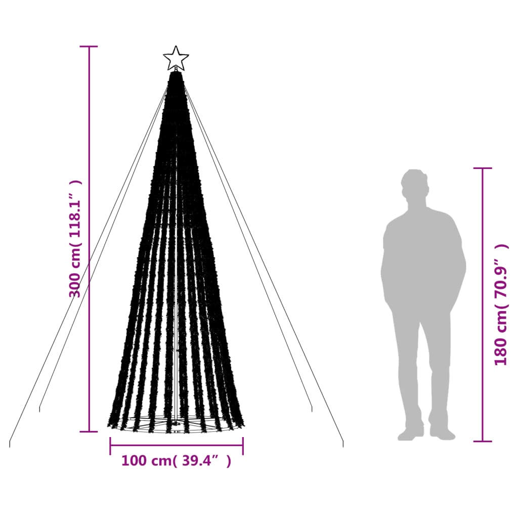 LED Kalėdų eglutė 688 LED Spalvingi 300 cm