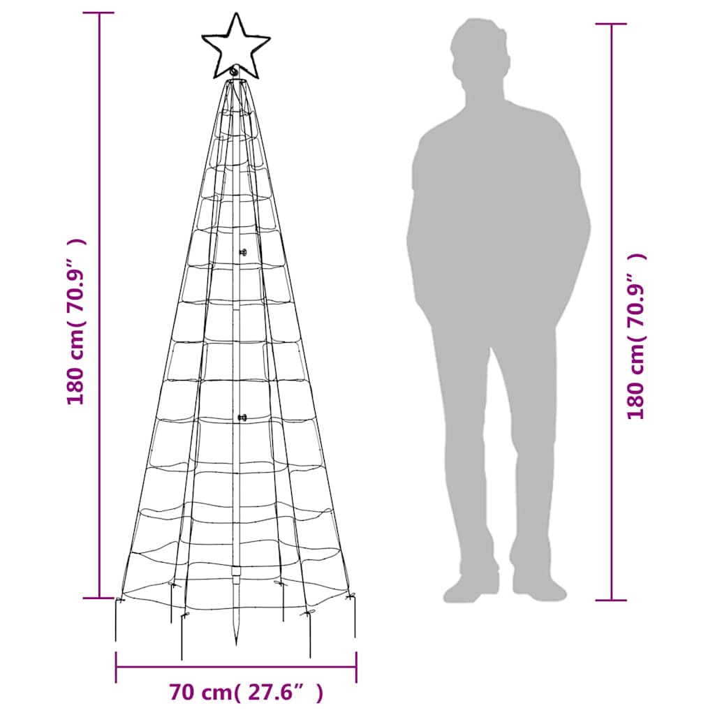 LED Kalėdų eglutė su smaigaliais 220 LED Spalvingi 180 cm