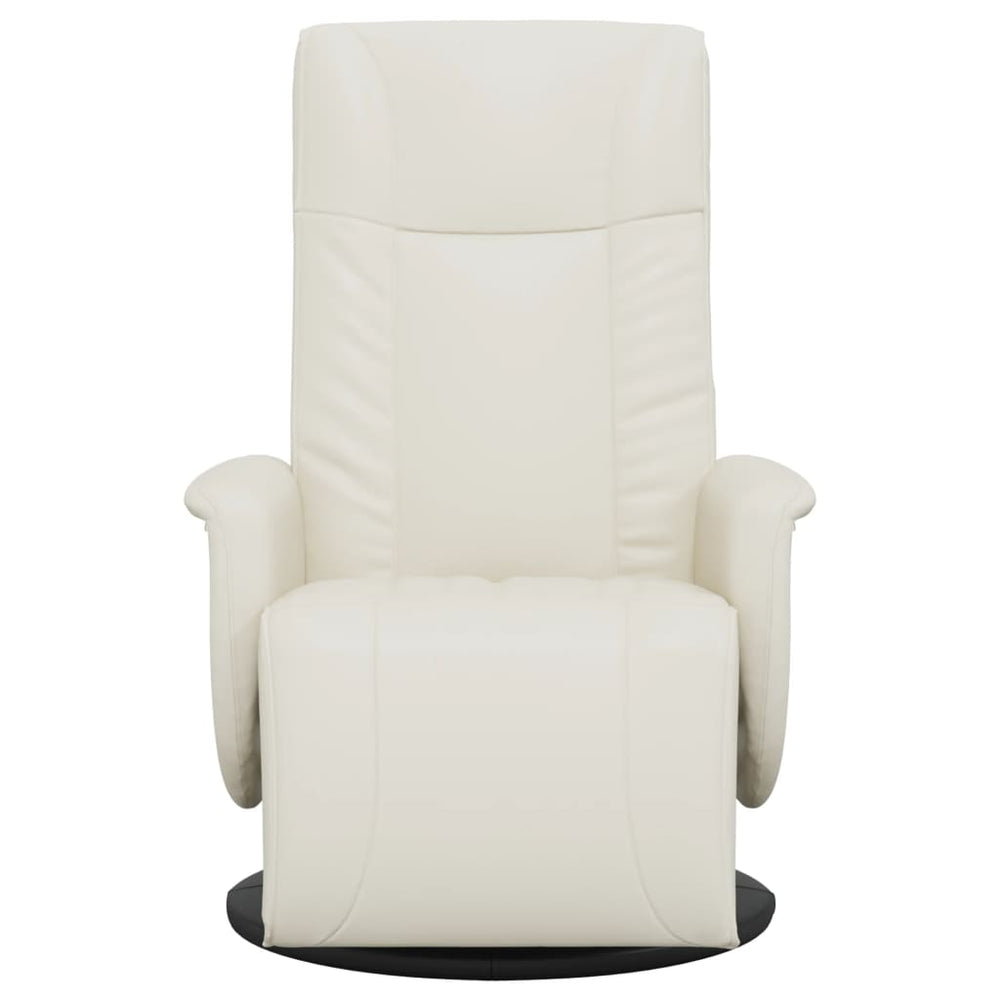 Recliner with footrest, cream, faux leather