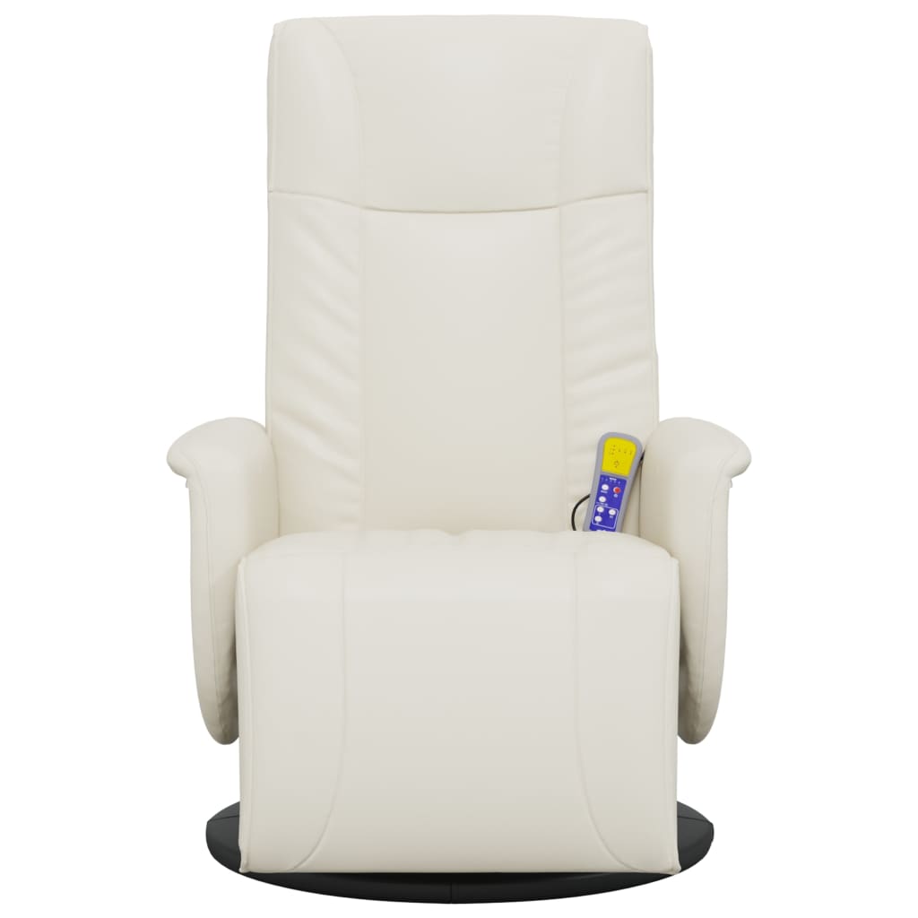 Reclining Massage Chair with Footrest, Cream, Artificial Leather
