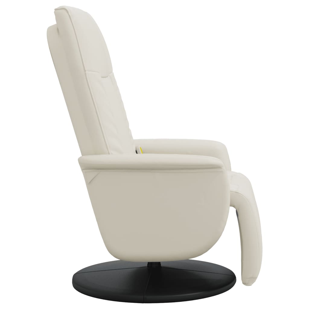 Reclining Massage Chair with Footrest, Cream, Artificial Leather