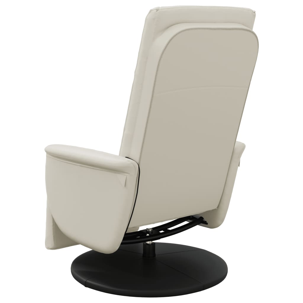Reclining Massage Chair with Footrest, Cream, Artificial Leather