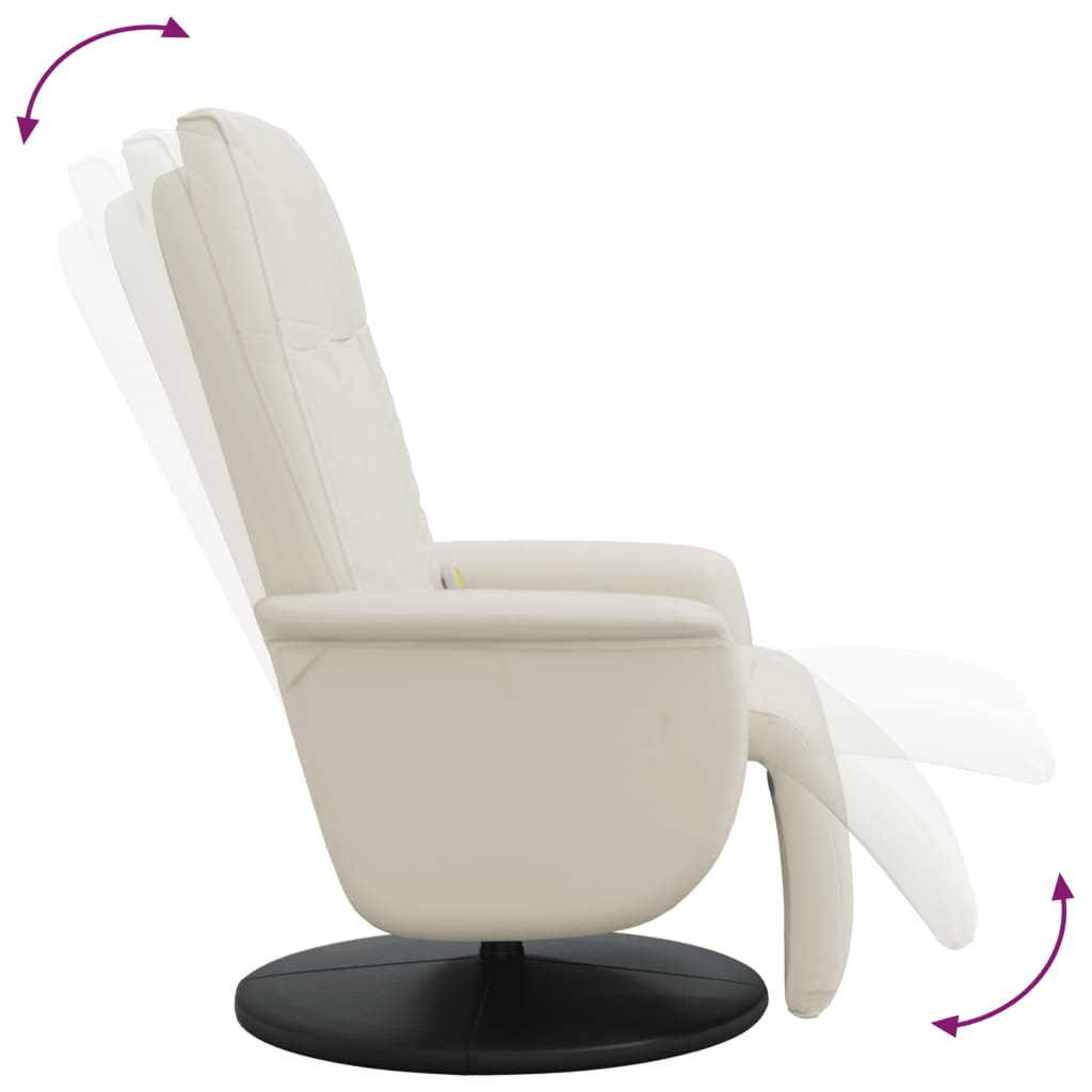 Reclining Massage Chair with Footrest, Cream, Artificial Leather