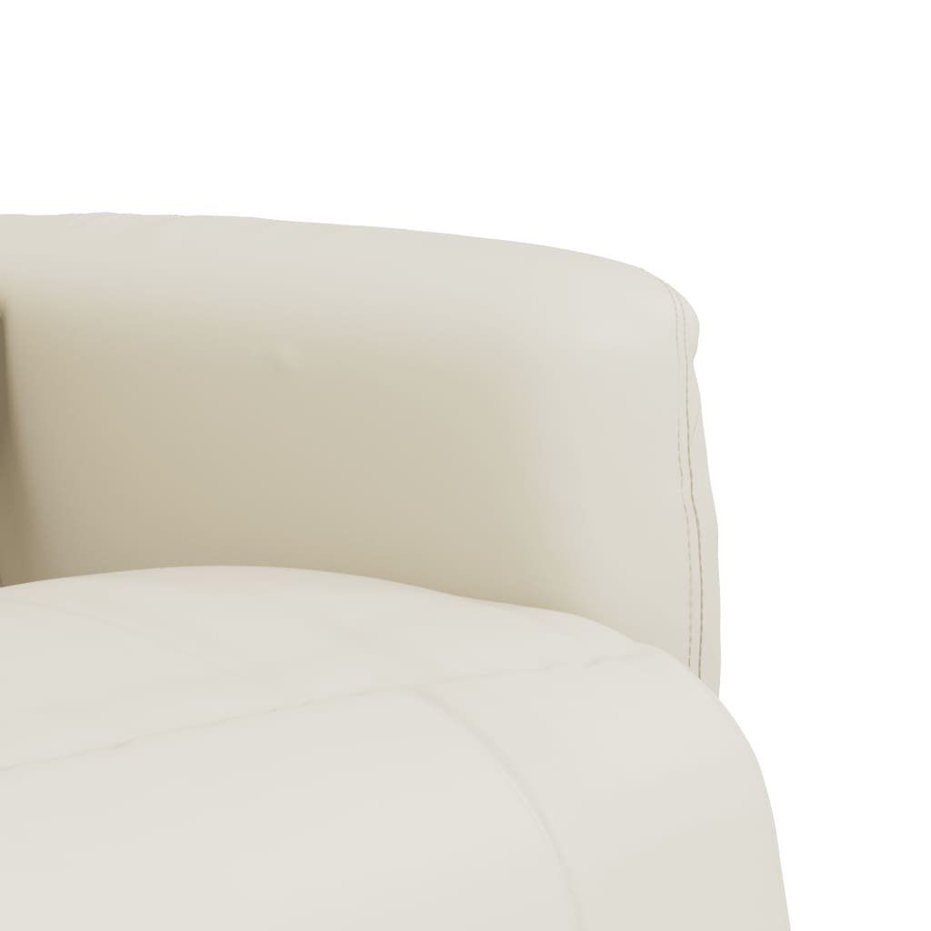 Reclining Massage Chair with Footrest, Cream, Artificial Leather