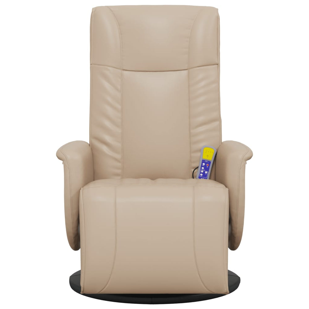 Reclining massage chair with footrest, cappuccino, artificial leather