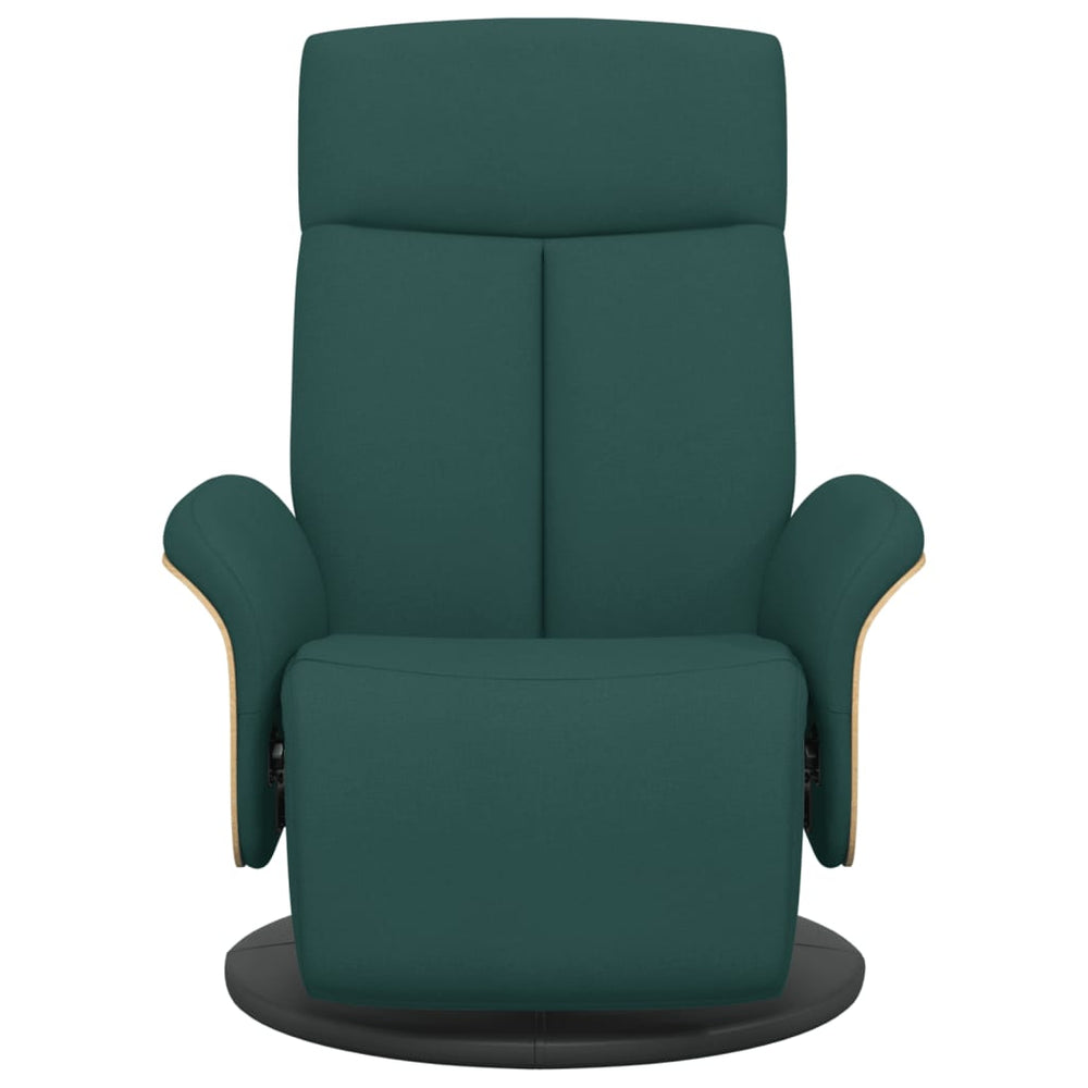 Recliner with footrest, dark green, fabric