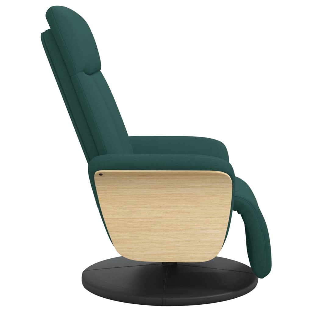 Recliner with footrest, dark green, fabric