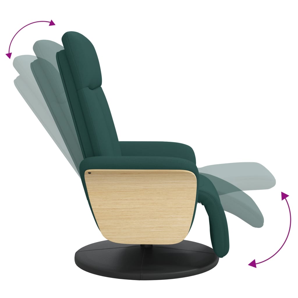 Recliner with footrest, dark green, fabric